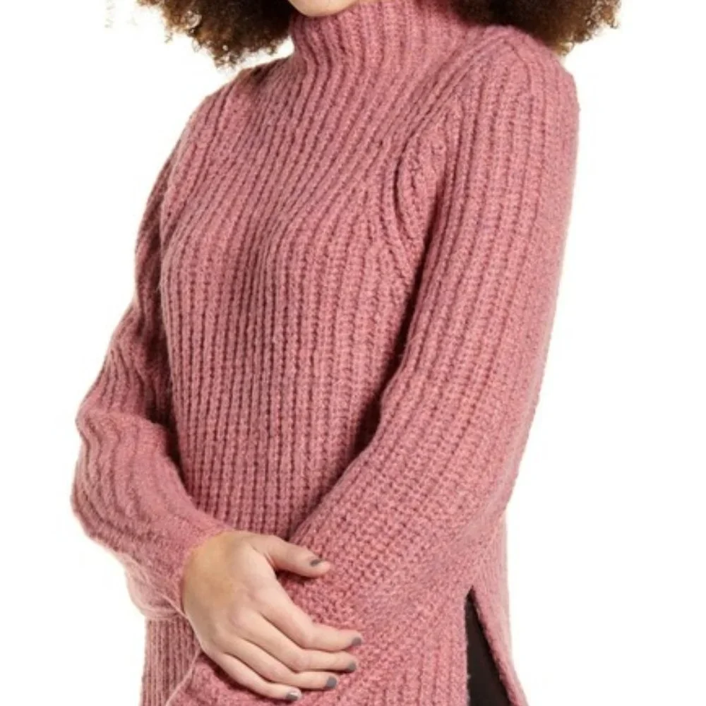Leith Mock Neck Sweater Raspberry - Picture 1 of 8